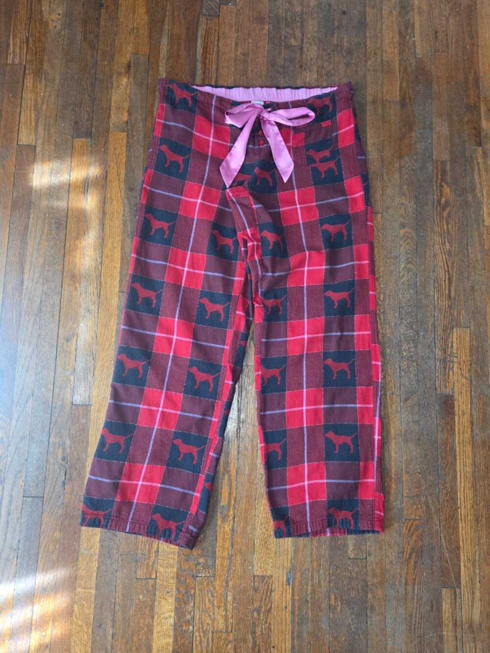 PINK Victoria’s Secret Y2K Red and Black Plaid Flannel Low Rise Pajama Pants